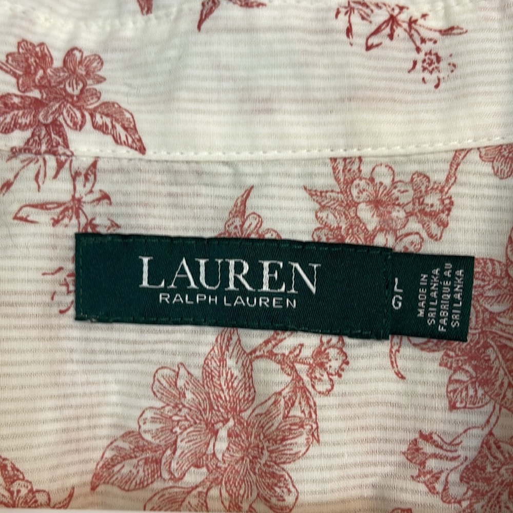 Lauren Ralph Lauren White and Pink Floral Button Down Shirt - Picture 3 of 7